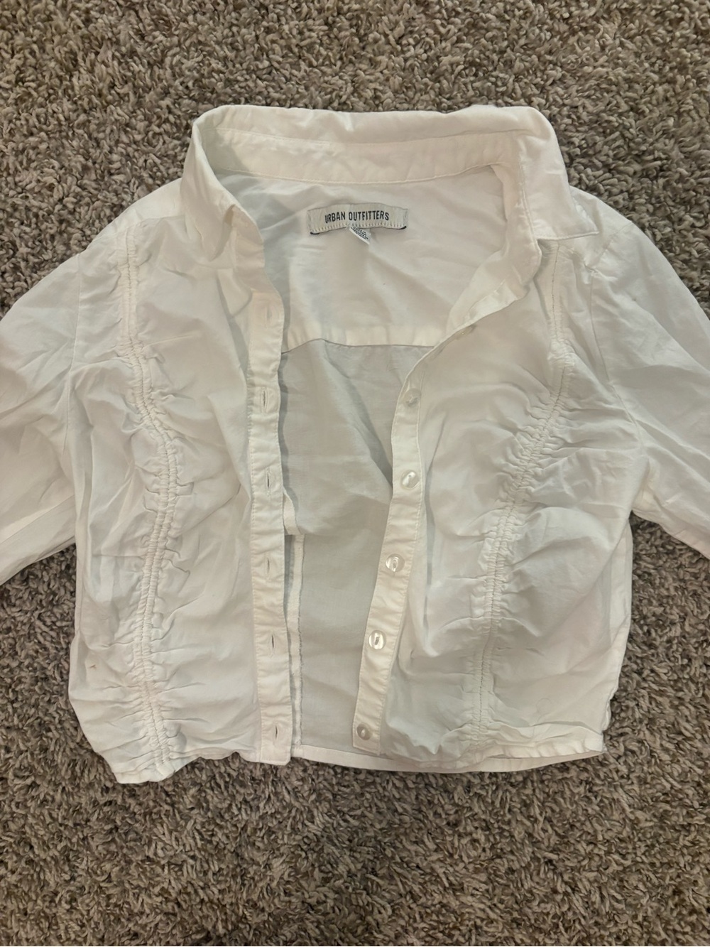 Urban Outfitters White Button-Front Ruffle Shirt